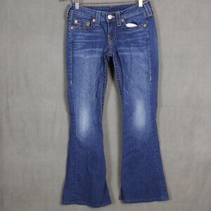 True Religion Jeans Womens 27x30 Blue Carrie Low Rise Flare USA Medium Wash